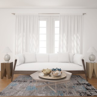 Ковер Рома (ROMA)  дизайн 37890A BLUE FLS / BEIGE FLS, форма прямоугольник — фото 2